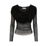 GIUSEPPE DI MORABITO rhinestone fishnet hooded top  - Black - female - Size: Medium