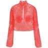 FERRAGAMO stand collar top in fishnet knit  - Red - female - Size: Medium