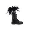 VALENTINO GARAVANI leather m-way rockstud combat boots with feathers  - Black - female - Size: 36