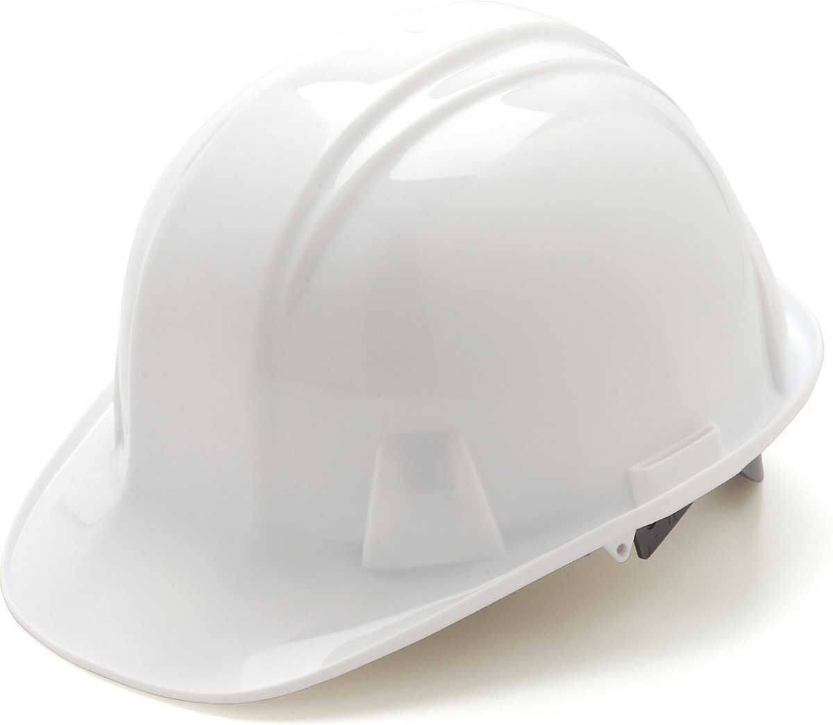 White Hard Hat - Safety Helmet - 4 Point Ratchet Suspension - 16 Each