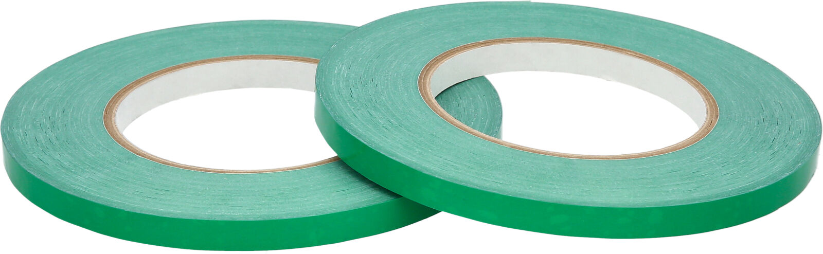 3/8" x 180 Yards Green Industrial Poly Bag Tape w/ Dispenser - 2.3 Mil - 96 Rolls/Case