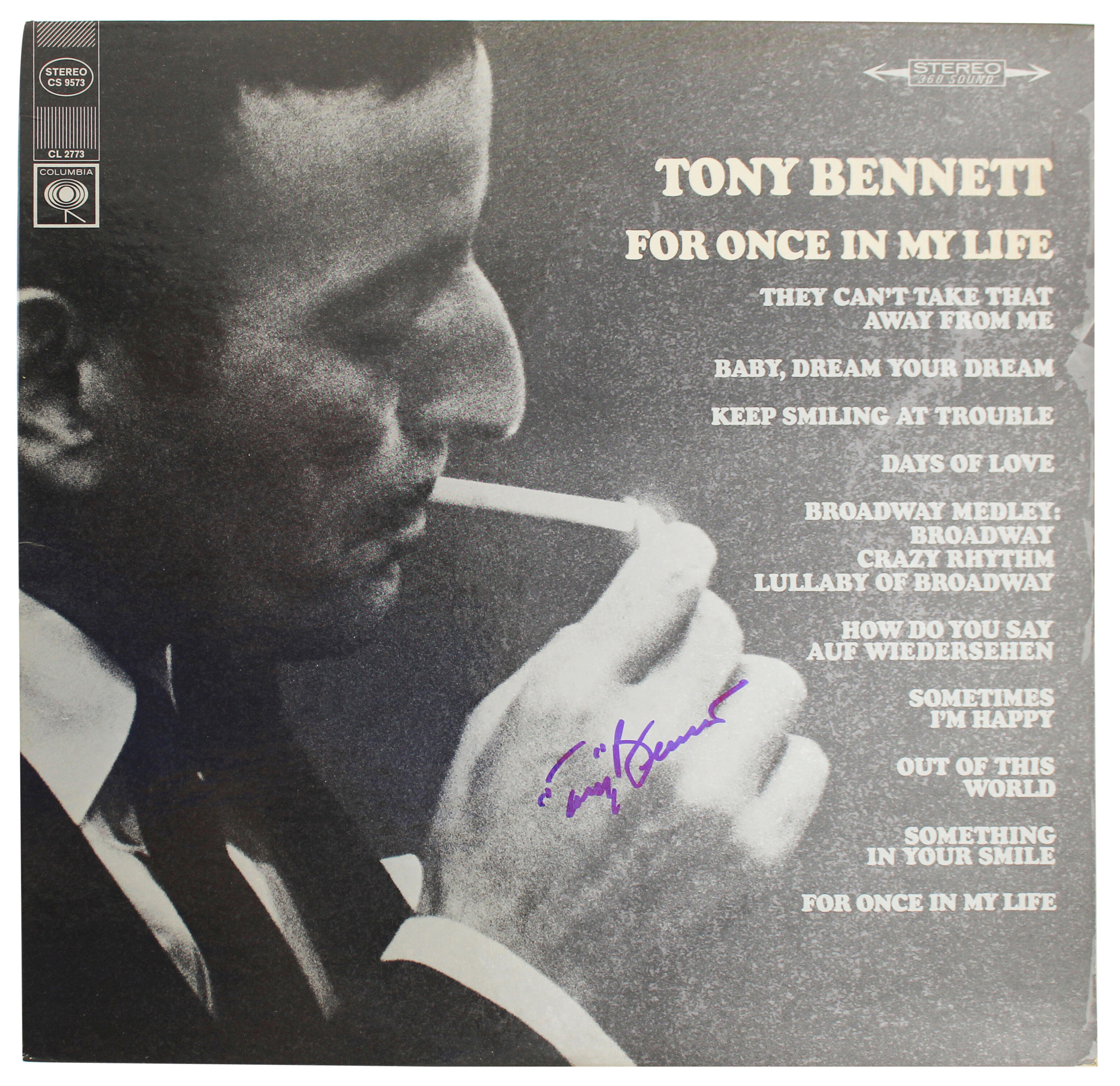 Press Pass Collectibles Tony Bennett Authentic Signed For Once In My Life Album Cover BAS #BF88870