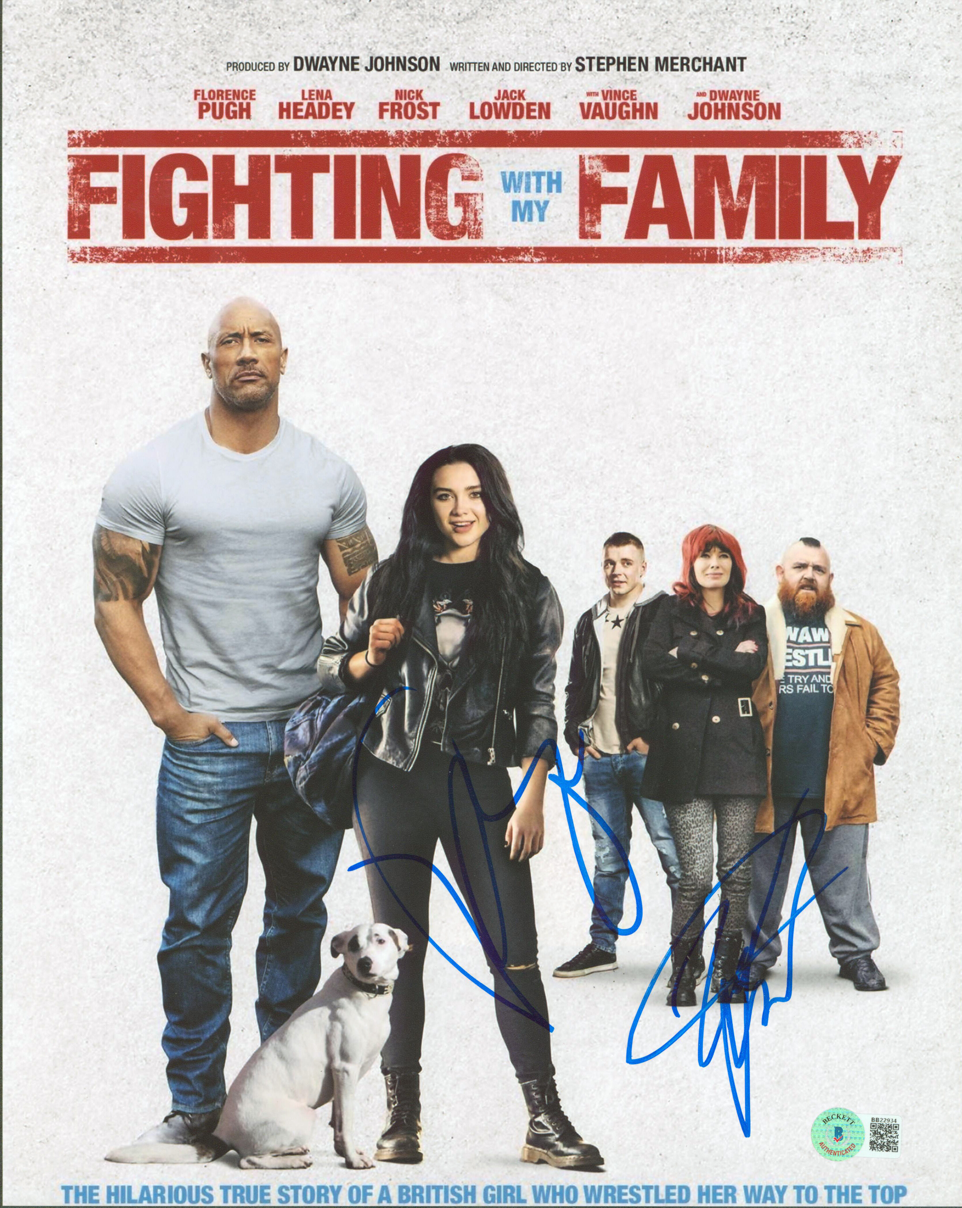 Press Pass Collectibles Paige & Zak Bevis Fighting With My Family Signed 11x14 Photo BAS #BB22934