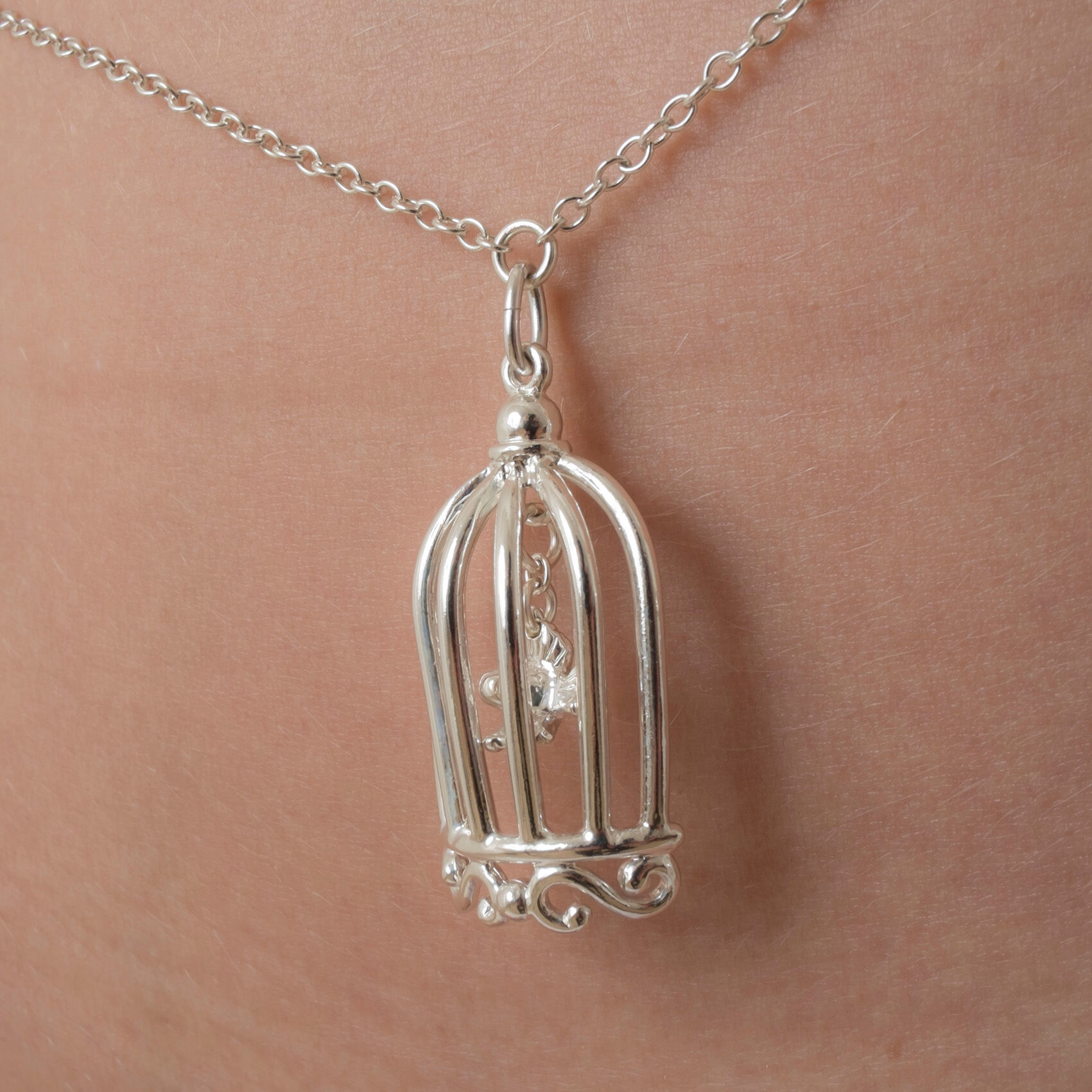 It Tango - Silver Waist Chain with Bird in a Cage Pendant