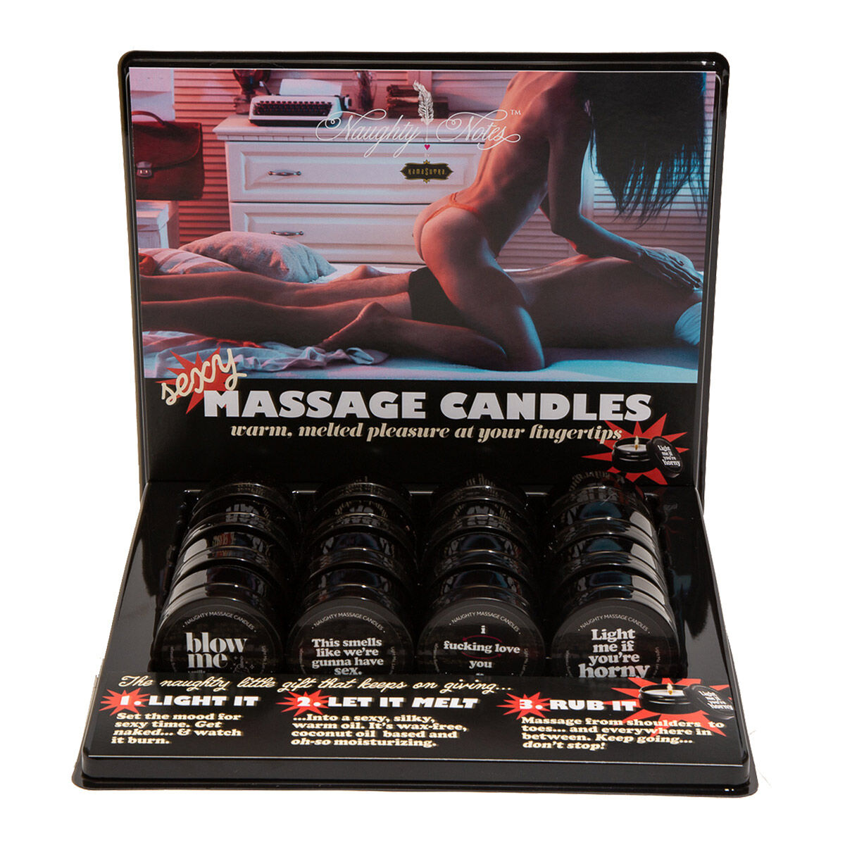 Kama Sutra Massage Candle 2 Oz Prepack Display