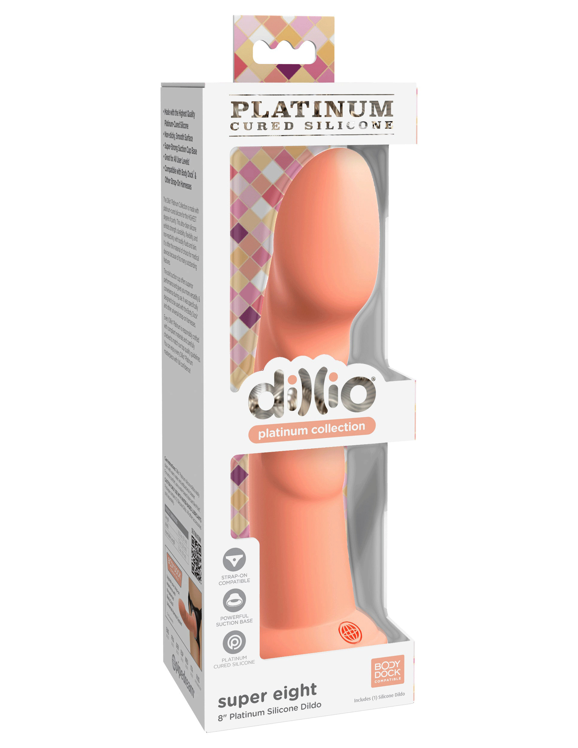 Pipedream Dillio Platinum - Super Eight 8 Inch Dildo - Peach