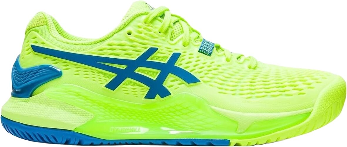 Asics Women's Gel-Resolution 9 Tennis Shoes (Hazard Green/Reborn Blue)