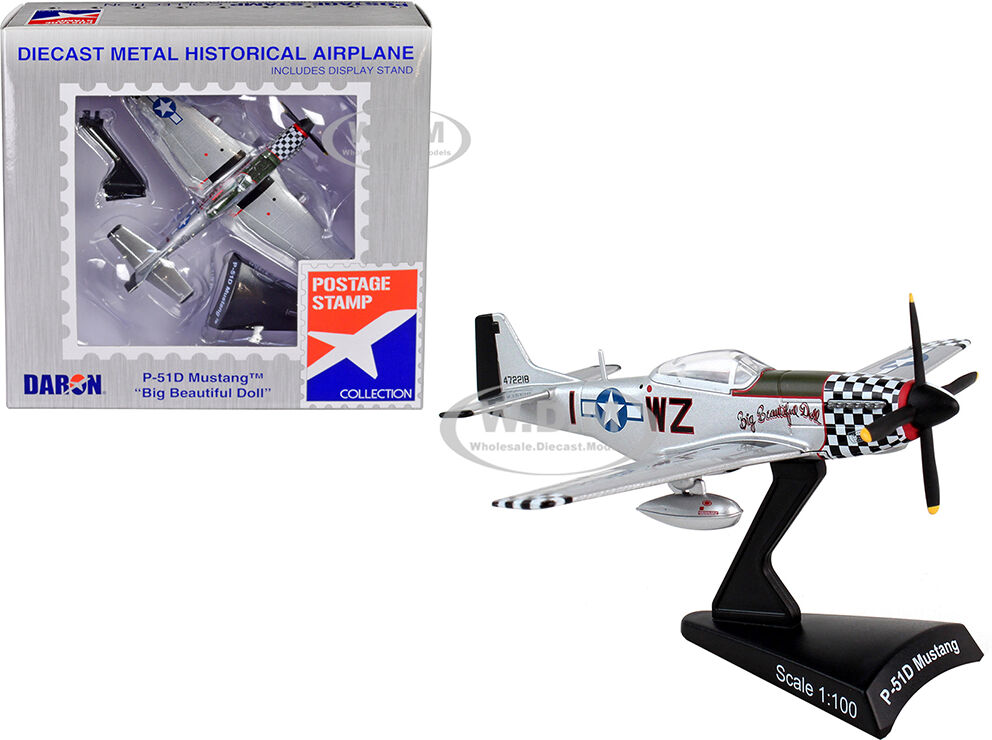 North American P-51D Mustang Fighter Aircraft Big Beautiful Doll United States Army Air Forces 1/100 Diecast Model Airplane by Postage Stamp