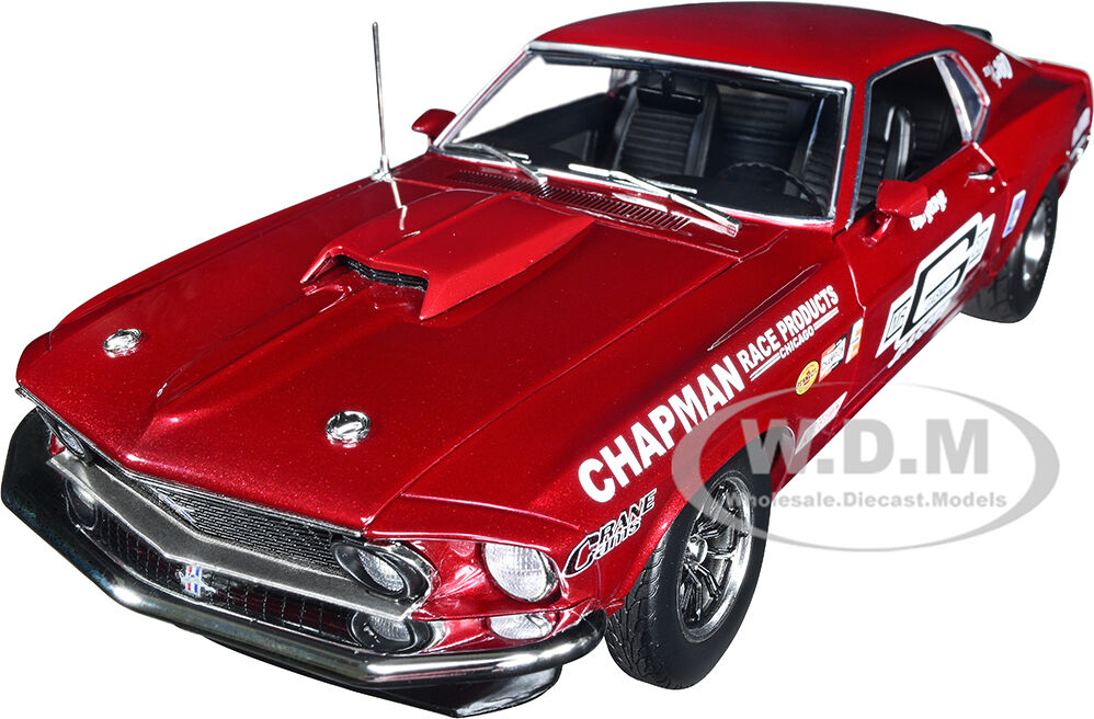 1969 Ford Mustang BOSS 429 Gasser Dark Red Metallic Mr. Gasket Co. Drag Outlaws Series Limited Edition to 870 pieces Worldwide 1/18 Diecast Model Car by ACME