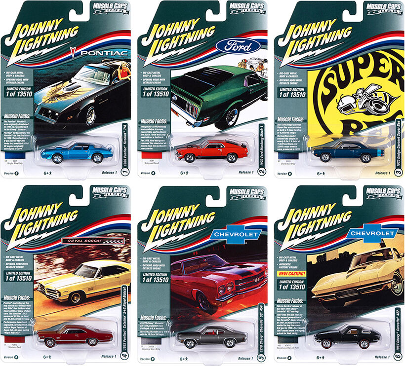 Muscle Cars USA 2022 Set B of 6 pieces Release 1 1/64 Diecast Model Cars by Johnny Lightning