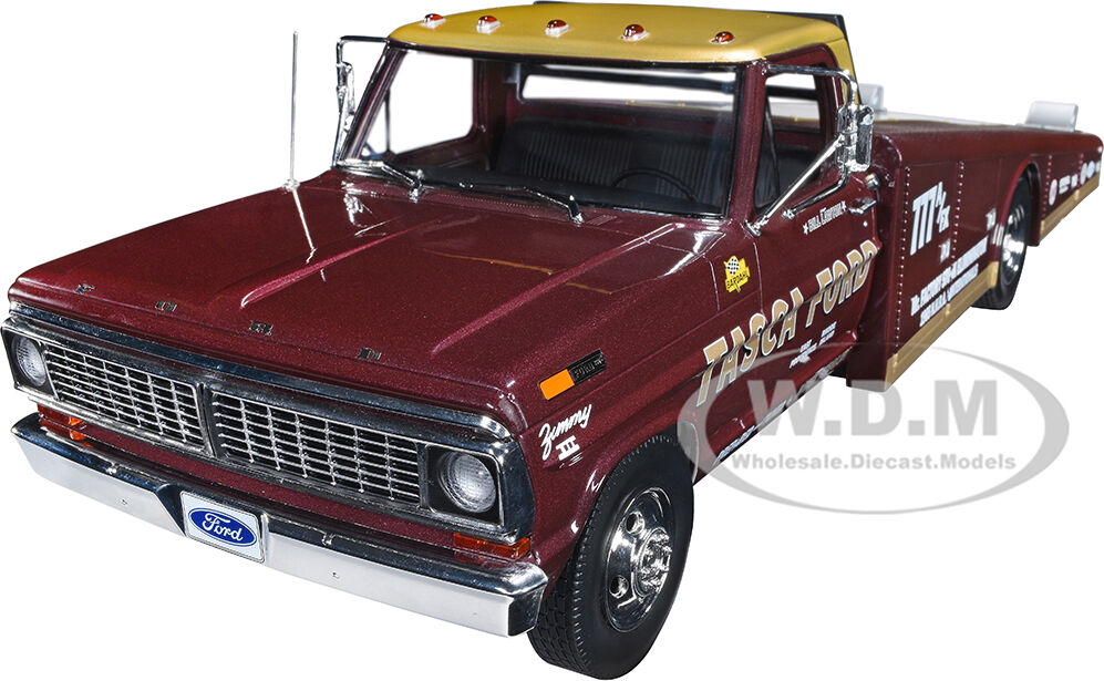 1970 Ford F-350 Ramp Truck Burgundy and Gold Tasca Ford Limited Edition to 500 pieces Worldwide 1/18 Diecast Model Car by ACME