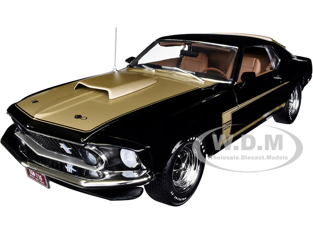 1969 Ford Mustang Boss 429 Semon Bunkie Knudsons Prototype Black and Gold Limited Edition to 1500 pieces Worldwide 1/18 Diecast Model Car by ACME