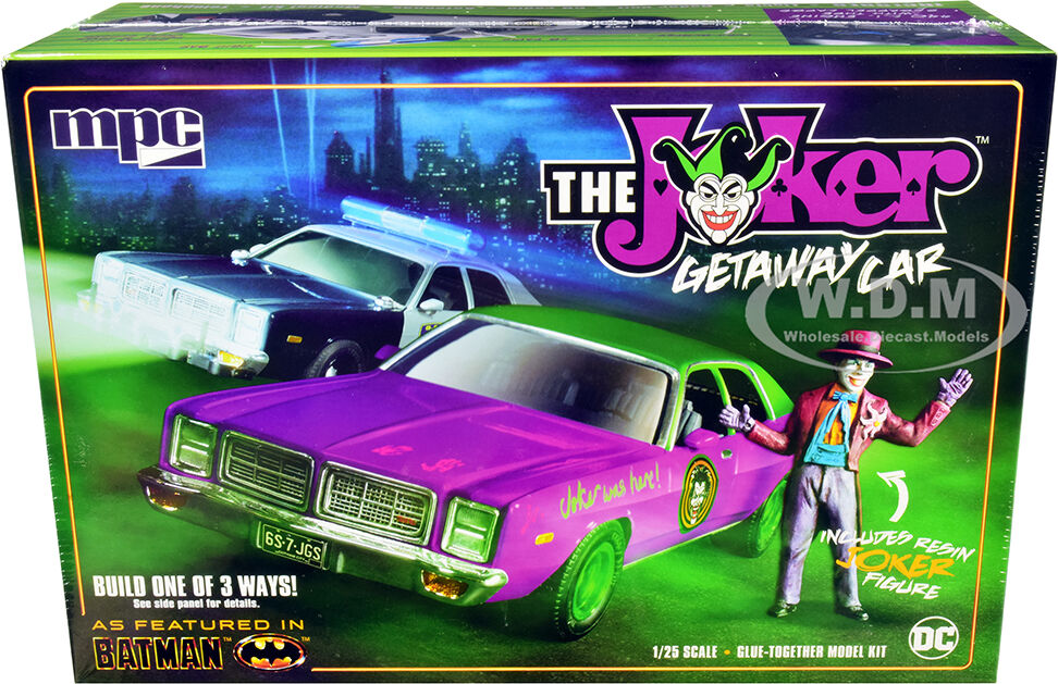 Skill 2 Model Kit 1977 Dodge Monaco with Joker Resin Figurine Batman 3-in-1 Kit 1/25 Scale Model by MPC