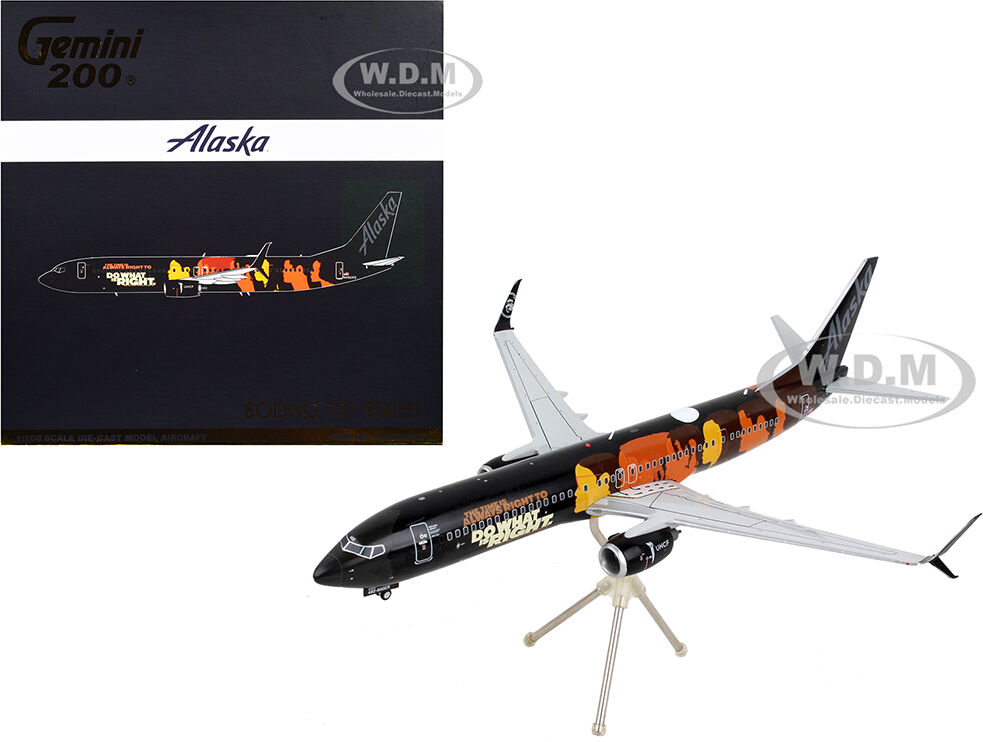 Boeing 737-900ER Commercial Aircraft Alaska Airlines - Our Commitment Black with Graphics Gemini 200 Series 1/200 Diecast Model Airplane by GeminiJets