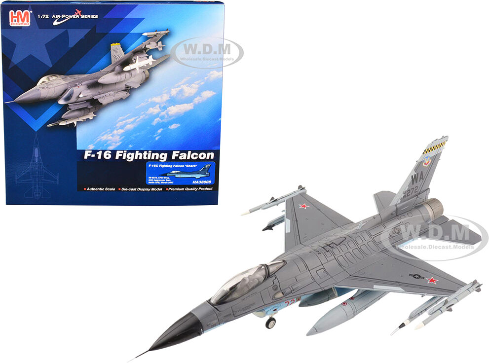 General Dynamics F-16C Fighting Falcon Shark Fighter Aircraft 57th Wing 64th Aggressor Squadron Nellis AFB (March 2017) Air Power Series 1/72 Diecast Model by Hobby Master