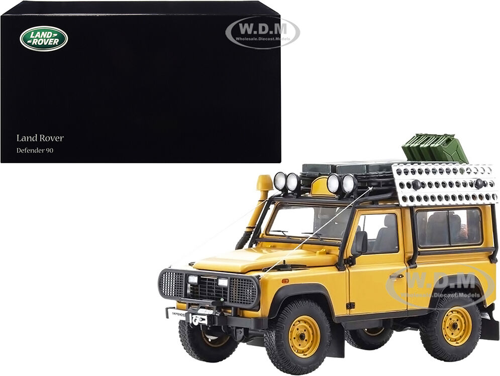 Land Rover Defender 90 Yellow with Roof Rack and Accessories 1/18 Diecast Model Car by Kyosho