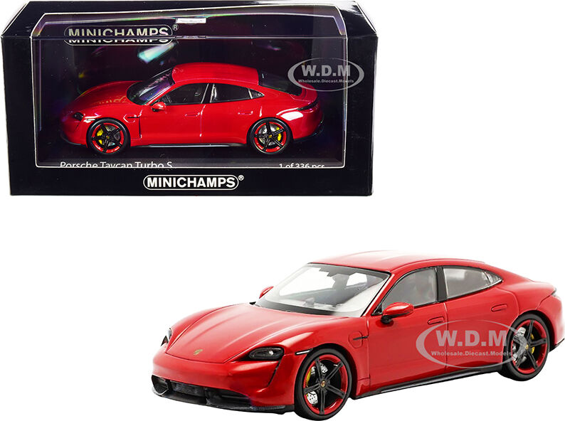 2020 Porsche Taycan Turbo S Red Limited Edition to 336 pieces Worldwide 1/43 Diecast Model Car by Minichamps