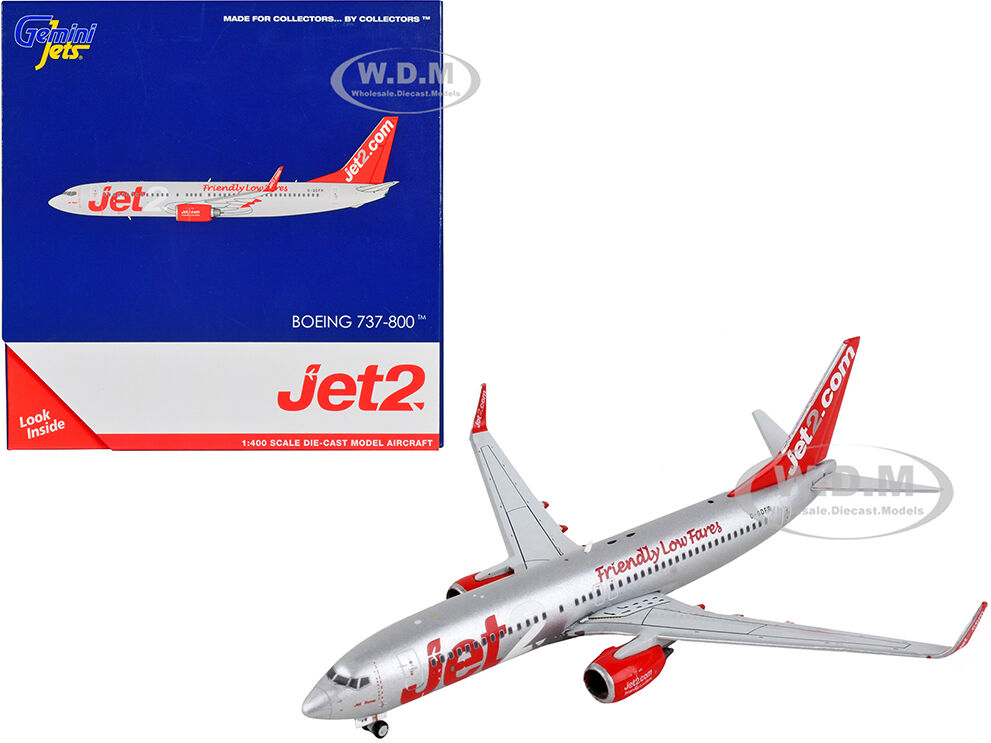 Boeing 737-800 Commercial Aircraft Jet2.Com Silver with Red Tail 1/400 Diecast Model Airplane by GeminiJets