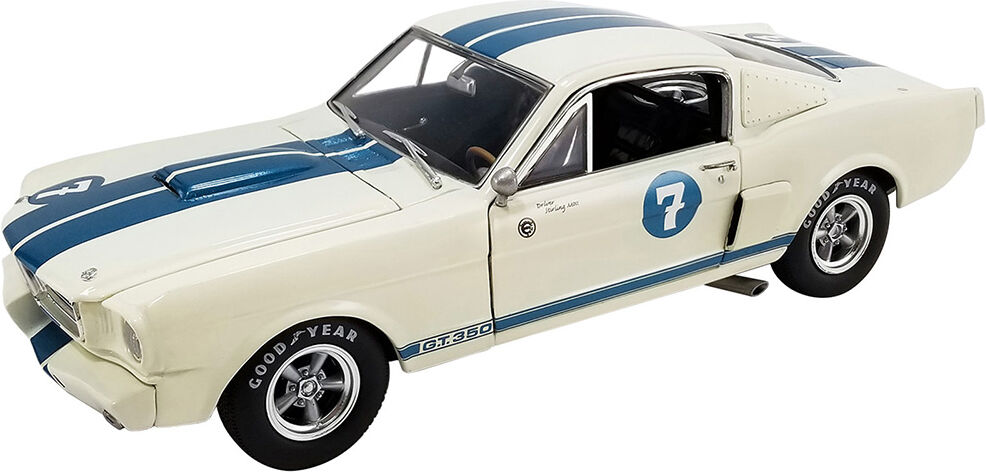 1965 Shelby GT 350R #7 Stirling Moss White with Blue Stripes Limited Edition to 516 pieces Worldwide 1/18 Diecast Model Car by ACME