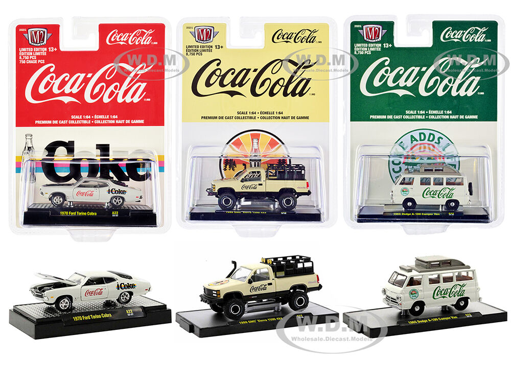 M2 Machines Coca-Cola Set of 3 pieces Release 22 Limited Edition to 8750 pieces Worldwide 1/64 Diecast Model Cars by M2 Machines