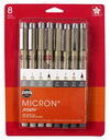 Pigma Micron Pen 8pc Set LtCool Gray and Cool Gray