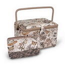 Dritz Sewing Basket and Accessory Case Taupe Sew Print