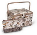 Dritz Sewing Basket and Accessory Case Taupe Sew Print