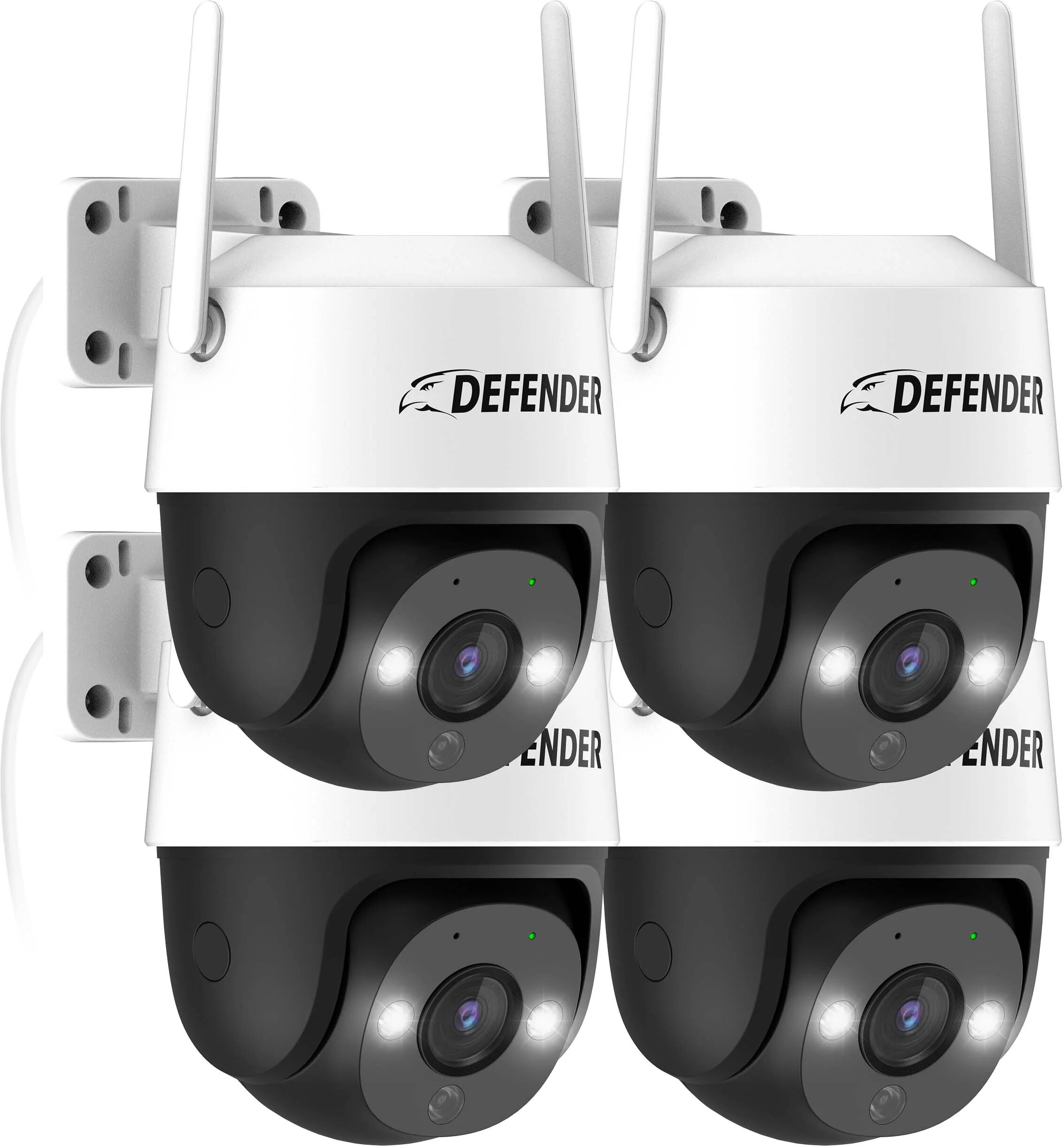 Defender Cameras Guard Pro PTZ 2K QHD 360 Degree Wi-Fi Outdoor Plug-In Power Security Camera / 4 Pack