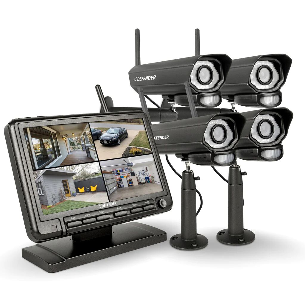 Defender Cameras EXCLUSIVE BUNDLE: PhoenixM2 Non-WiFi. Plug-In Power Security System / 4 Metal Cameras
