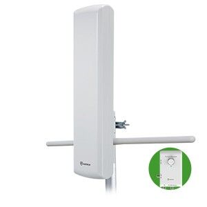 ANTOP SBS-802 HD Smart Panel: HDTV &amp; FM Amplified Antenna with Smart Boost System, 85 mile range, White