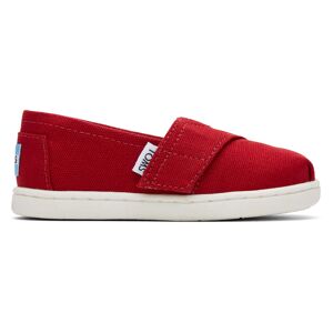 TOMS Red Canvas Tiny Classics 2.0 Slip-Ons Shoes - Size: 10