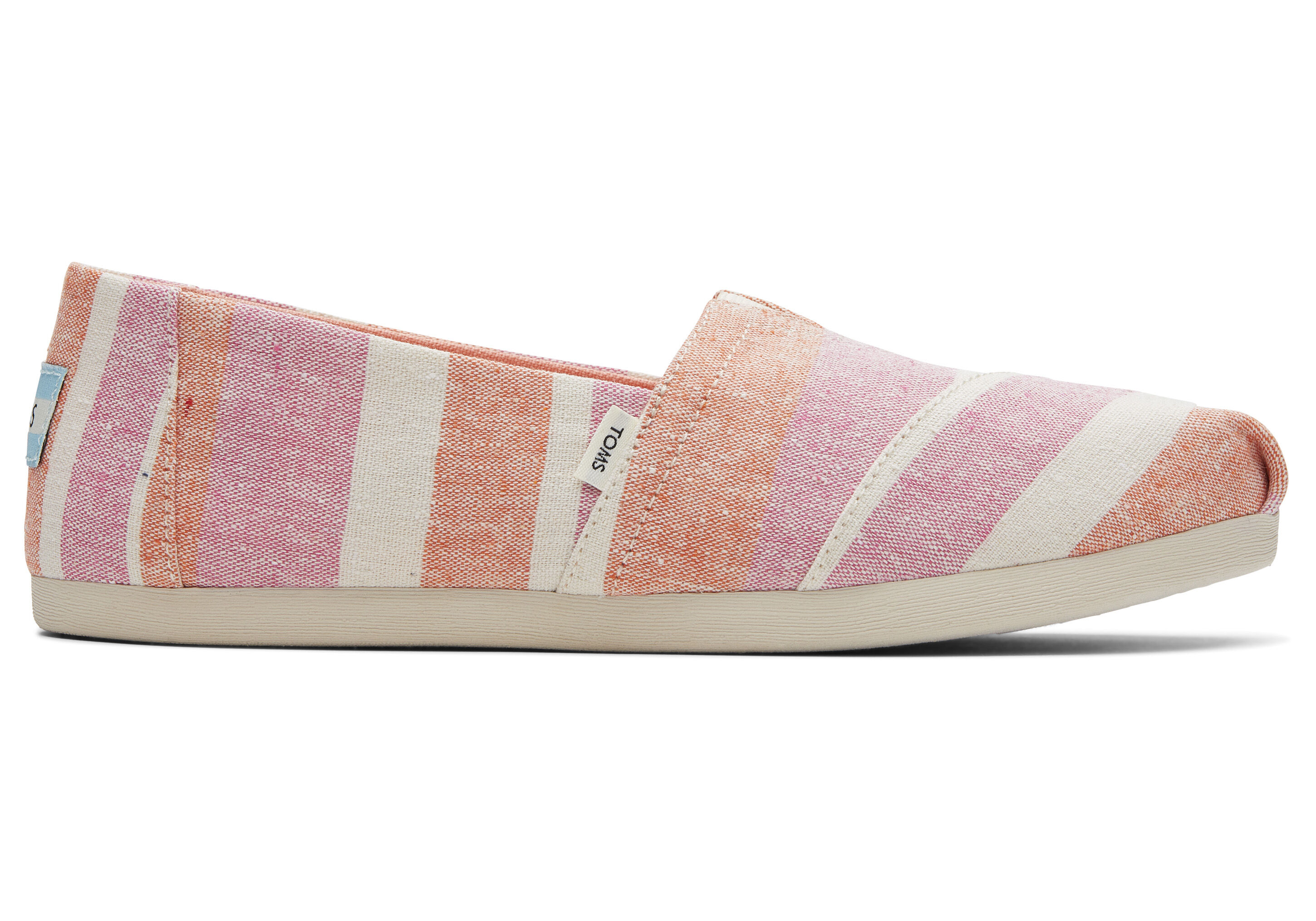 TOMS Women's Pink/Multi Fuchsia Rose Wide Stripe Alpargatas Shoes - Size: 6.5