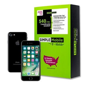 Apple Refurbished Apple iPhone 7 RFB Black Phone and Simple Mobile Prepaid 3 Month $40 Unlimited Plan Bundle Apple GameStop