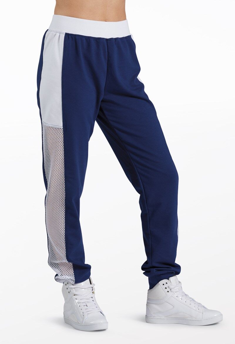 Balera Performance Dance Pants - Sporty Mesh Jogger Pants - Navy - Small Adult - AH11754