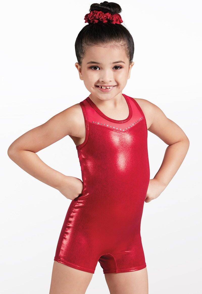 Balera Dancewear Gymnastic Leotards - Crystal Metallic Biketard - Red - Large Child - ML11580