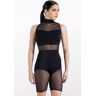 Balera Performance Dance Leotards - Mesh Inset Bike Short Unitard - Black - Extra Large Adult - 14425