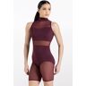 Balera Performance Dance Leotards - Mesh Inset Bike Short Unitard - RAISIN - Extra Large Adult - 14425