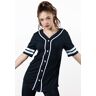 Balera Performance Dance Tops - Oversized Baseball Jersey - Black - Small Adult - AH9224