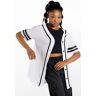 Balera Performance Dance Tops - Oversized Baseball Jersey - White - Intermediate Child - AH9224