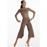 Balera Performance Dance Leotards - Culotte Unitard With Mesh - Mocha - Small Child - MJ11187