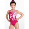 Balera Dancewear Gymnastic Leotards - Rhinestone Flame Swirl Leotard - RED/BERRY FUCHSIA - Intermediate Child - ML8108