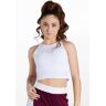 Balera Performance Dance Tops - Cotton High Neck Crop Top - White - Small Adult - PT9424