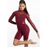 Balera Performance Dance Leotards - Mesh And Metallic Biketard - Black Cherry - Large Child - 14580