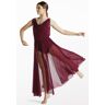 Balera Performance Dance Dresses - Double Cowl Mesh Maxi Dress - Black Cherry - Large Adult - D10454