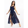 Balera Performance Dance Dresses - Double Cowl Mesh Maxi Dress - Navy - Large Adult - D10454