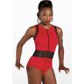 Balera Performance Dance Leotards - Mesh Detail Sleeveless Leotard - Red - Large Adult - MT12491