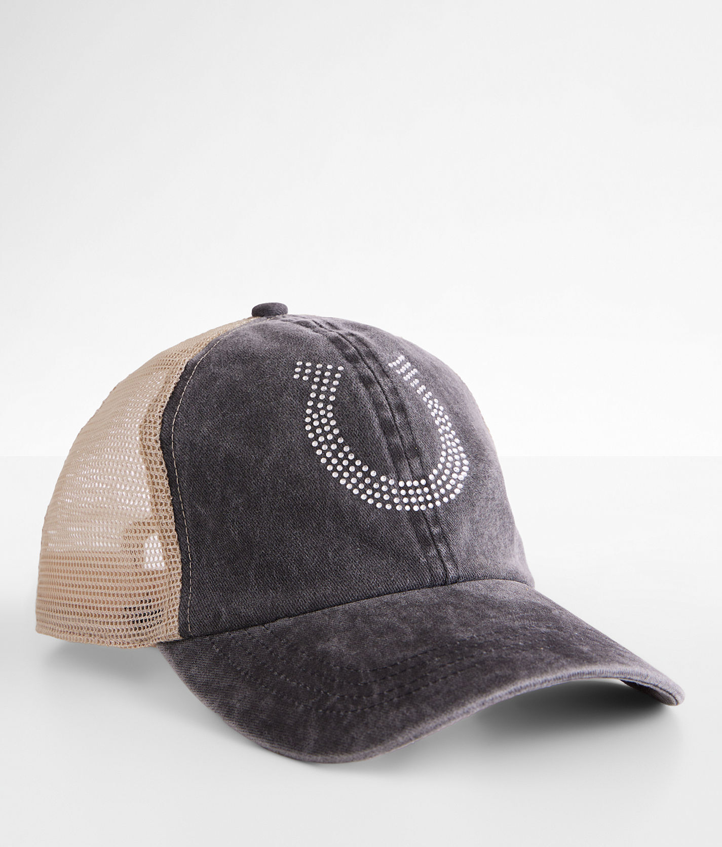 Rhinestone Horseshoe Baseball Hat  - Black;Cream - female