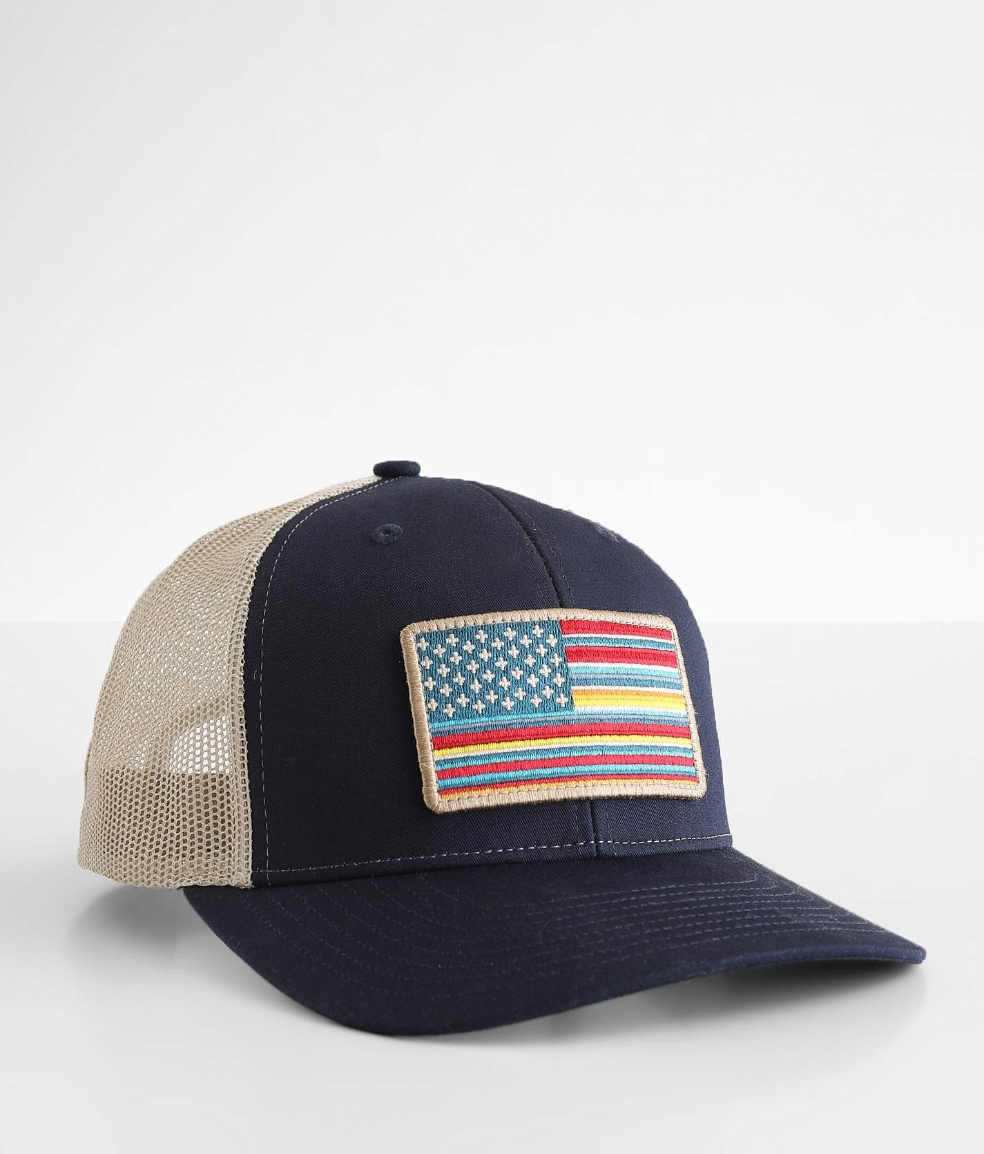 Ariat USA Flag Tucker Hat  - Khaki;Blue - male