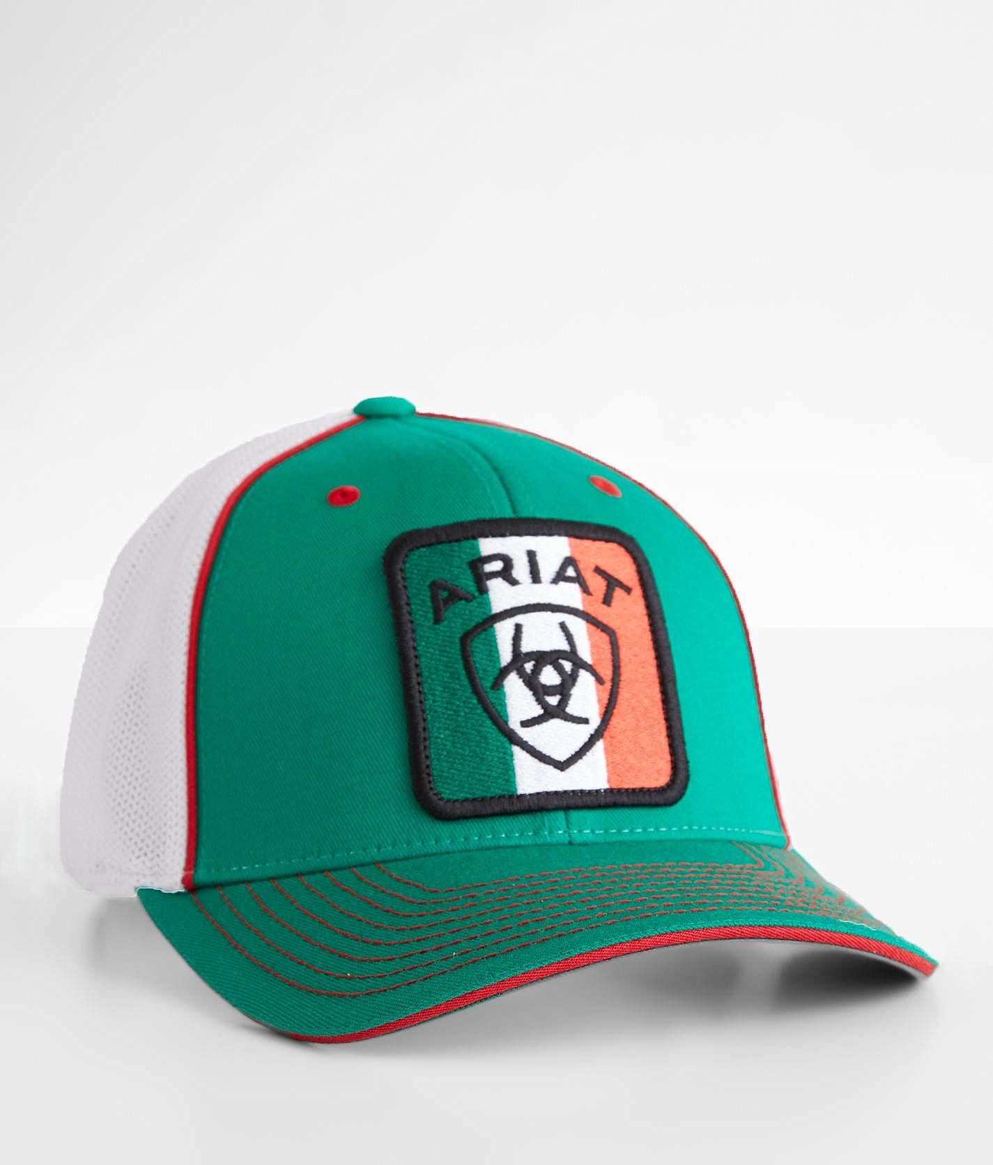 Ariat Mexico Flag 110 Flexfit Trucker Hat  - White;Green - male