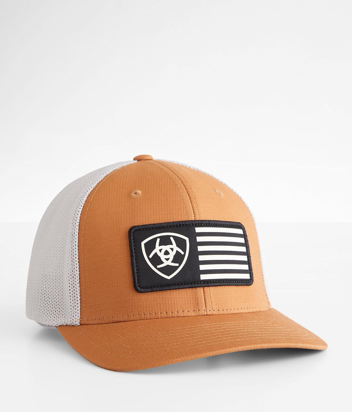 Ariat Flag Stretch Trucker Hat  - Brown;White - male